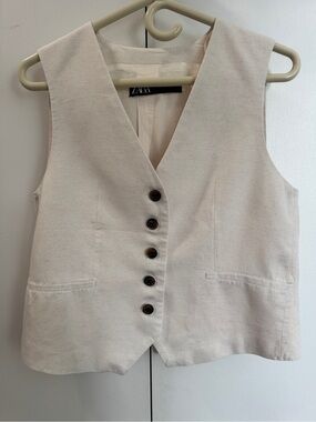 Zara Cream Button Vest with Dark Brown Buttons